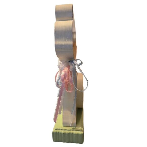 Handmade white‎ Painted Wooden Cat 13" Super Cute Signed Catherine Bishoff - Picture 2 of 6